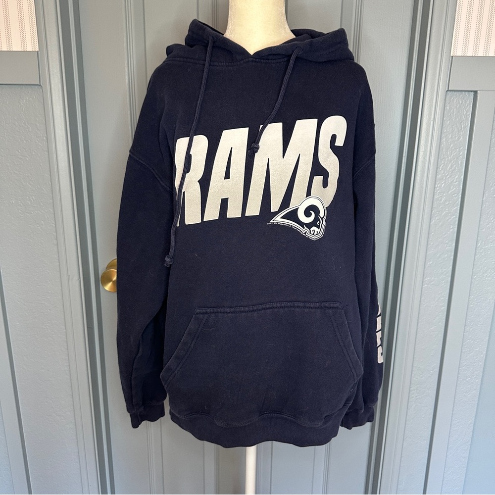Junk Food Clothing Los Angeles Rams Women's Navy Blue Hoodie